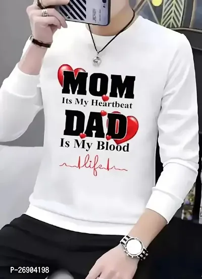 Printed MOMDAD White Color T-Shirts For Men-thumb0