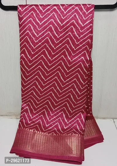 Stylish Pink Linen Blend Saree With Blouse Piece For Women