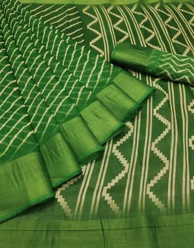 Elegant Cotton Printed Sarees With Blouse Piece