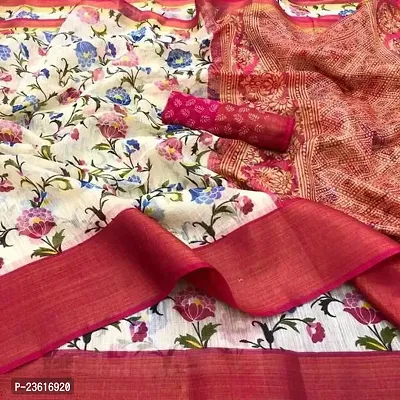 Classic  Silk Cotton Saree with Blouse piece for women-thumb0