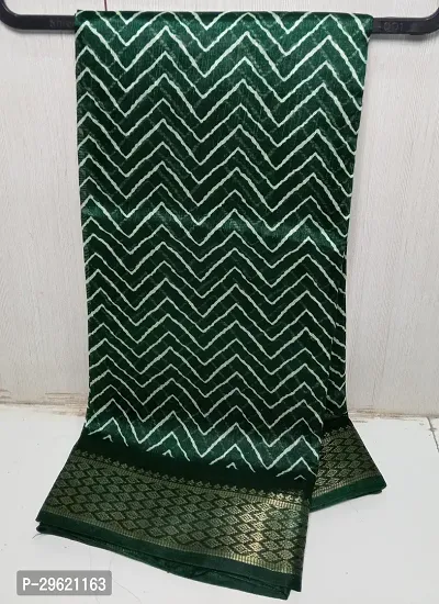 Stylish Green Linen Blend Saree With Blouse Piece For Women