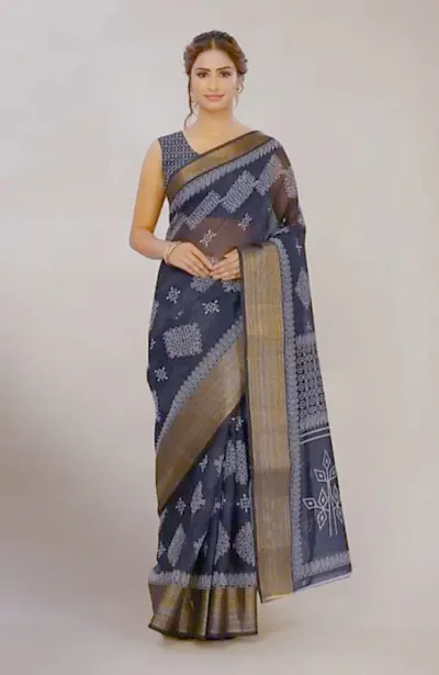 Stylish Fancy Blend Saree With Blouse Piece For Women