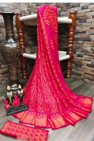 Trendy Brasso Printed Saree with Blouse piece