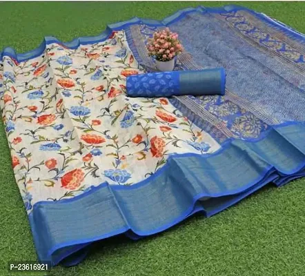 Classic  Silk Cotton Saree with Blouse piece for women-thumb0