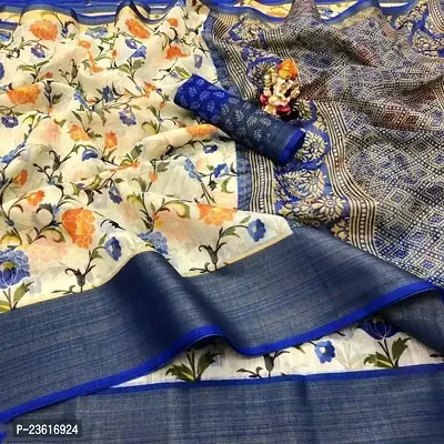 Classic  Silk Cotton Saree with Blouse piece for women-thumb0