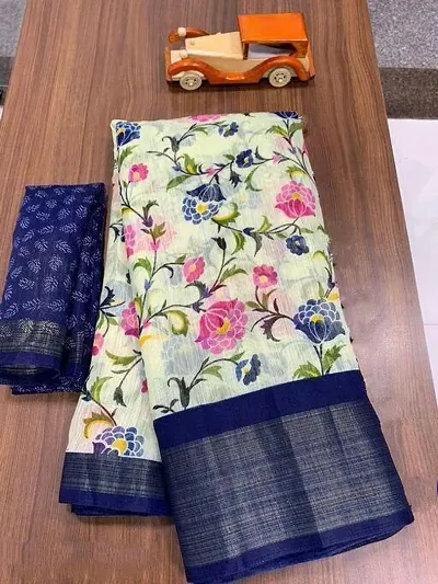 Attractive Cotton Saree with Blouse piece 