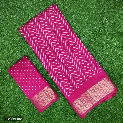 Stylish Pink Linen Blend Saree With Blouse Piece For Women