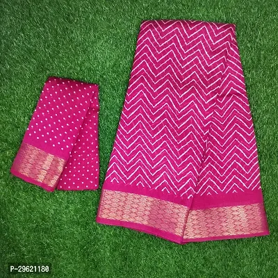 Stylish Pink Linen Blend Saree With Blouse Piece For Women-thumb0