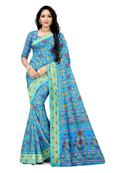 Hot Selling Cotton Blend Saree with Blouse piece 