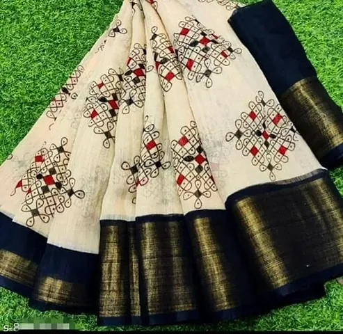 Elegant Cotton Blend Saree with Blouse piece 