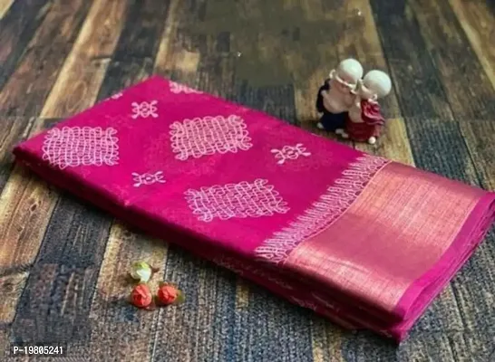 Fancy Cotton Blend Saree with Blouse Piece for Women