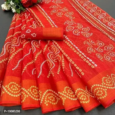 Fancy Cotton Blend Saree with Blouse Piece for Women