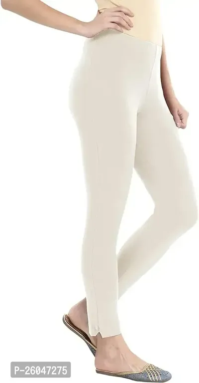 Fabulous Off White Lycra Solid Leggings For Women-thumb0