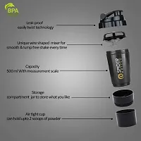 HMFURRYS FINEST Sports  Gym Protein Shaker Bottle with 2 Storage Compartment 500 ml Shaker-thumb4