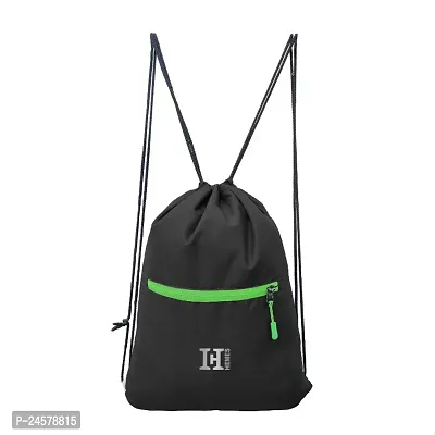 H-Hemes Drawstring Backpack Small Bag Gym Bag for Women  Men With Front Zipper Pocket 12 L Backpack
