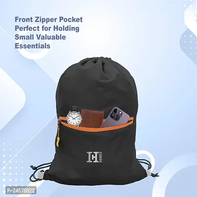 H-Hemes Drawstring Backpack Small Bag Gym Bag for Women  Men With Front Zipper Pocket 12 L Backpack-thumb2