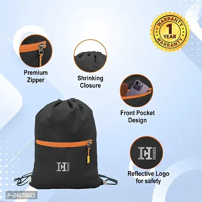 H-Hemes Drawstring Backpack Small Bag Gym Bag for Women  Men With Front Zipper Pocket 12 L Backpack-thumb4