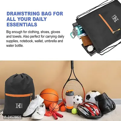 H-Hemes Drawstring Backpack Small Bag Gym Bag for Women  Men With Front Zipper Pocket 12 L Backpack-thumb5