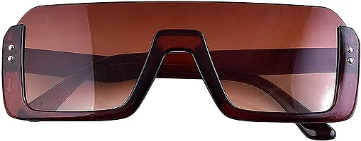 USJONES usjones Square Unisex Half Rim Sunglass inspired from Shahid Kapoor and Sahil Khan Fashion Sunglasses ( Medium Size), Brown (Q 1)-thumb1