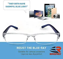 JaniFaoul Unisex Rectangular Reading Glasses for omen men Trendy Readers Light Filtering Glasses (2.00, Blue)-thumb2