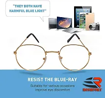JANIFAOUL? Eyewear Blueray Block Uv Protected Computer Glasses Pento Frame for men and women (Unisex) - Medium Size (Golden)-thumb4