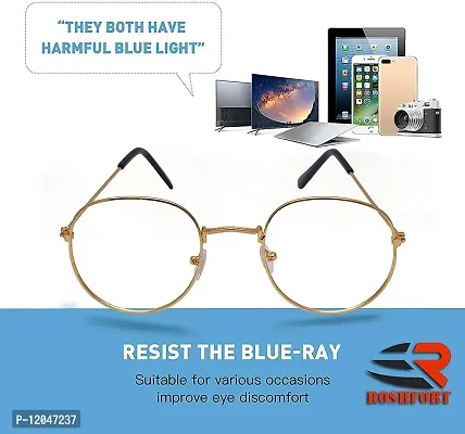 JANIFAOUL? Eyewear Blueray Block Uv Protected Computer Glasses Pento Frame for men and women (Unisex) - Medium Size (Golden)-thumb5