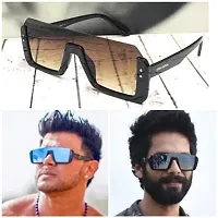 USJONES usjones Square Unisex Half Rim Sunglass inspired from Shahid Kapoor and Sahil Khan Fashion Sunglasses ( Medium Size), Brown (Q 1)-thumb4