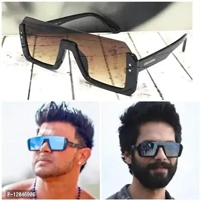 USJONES usjones Square Unisex Half Rim Sunglass inspired from Shahid Kapoor and Sahil Khan Fashion Sunglasses ( Medium Size), Brown (Q 1)-thumb5