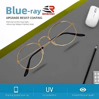 JANIFAOUL? Eyewear Blueray Block Uv Protected Computer Glasses Pento Frame for men and women (Unisex) - Medium Size (Golden)-thumb1