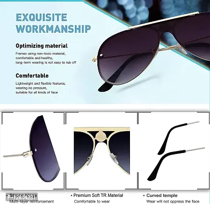 USjones JANIFAOUL? Aviator sunglasses for women stylish Retro Driving Sunglasses Vintage Fashion Narrow Square Frame UV400 Protection (Gold Black) (Black & Gold, Metal)-thumb3