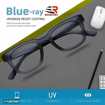 JANIFAOUL Eyewear Blue Ray Block UV Protected Computer Glasses Square Frame for men and women (Unisex) - Medium Size (Black)-thumb2