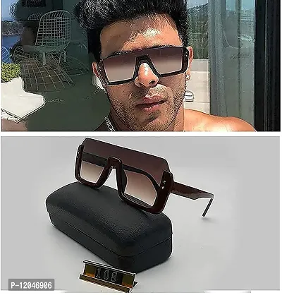 USJONES usjones Square Unisex Half Rim Sunglass inspired from Shahid Kapoor and Sahil Khan Fashion Sunglasses ( Medium Size), Brown (Q 1)-thumb4