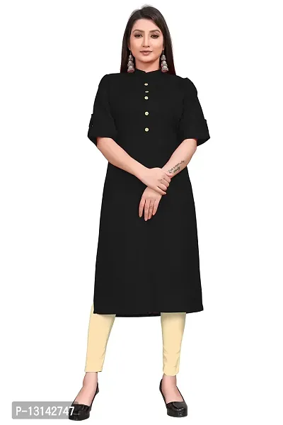 K Fashion Women's Cotton Straight 3/4 th Sleeves Kurta