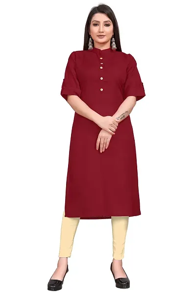 K Fashion Women's Straight 3/4 th Sleeves Kurta (3XL, Maroon)