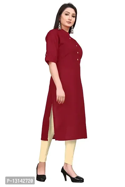 K Fashion Women's Cotton Straight 3/4 th Sleeves Kurta (3XL, Maroon)-thumb4