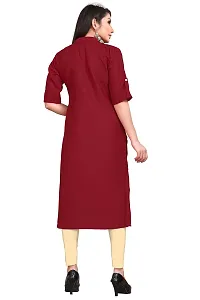 K Fashion Women's Cotton Straight 3/4 th Sleeves Kurta (3XL, Maroon)-thumb1