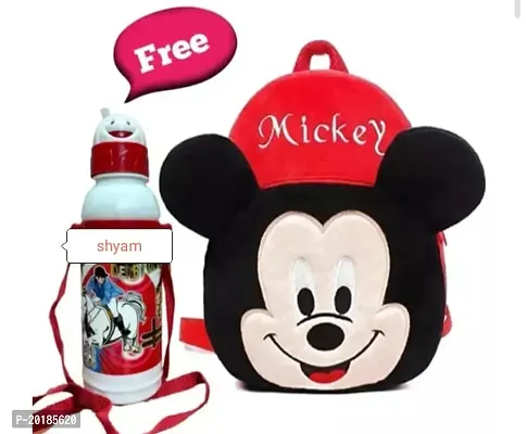 Classy Solid Backpack for Kids with Bottle-thumb0