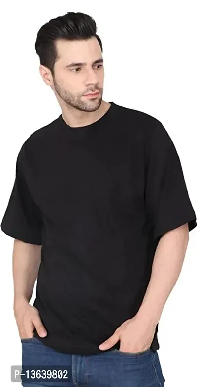 Reliable Black Cotton Blend  Round Neck Tees For Men-thumb0