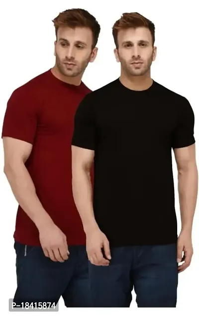 Classic Polyester Solid Tshirt for Men, Pack of 2-thumb0