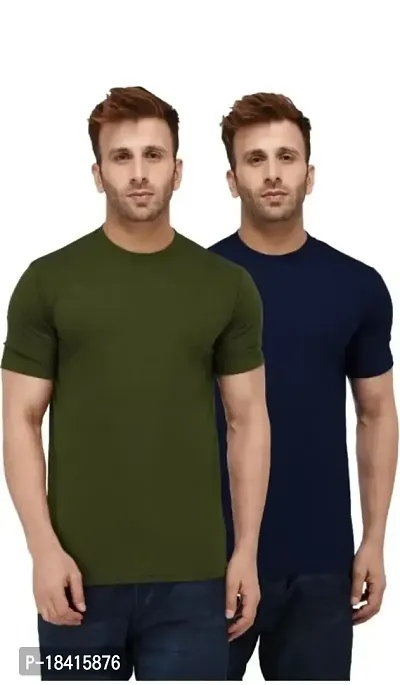 Classic Polyester Solid Tshirt for Men, Pack of 2-thumb0