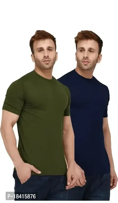 Classic Polyester Solid Tshirt for Men, Pack of 2-thumb4