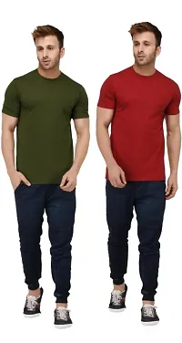 Classic Polyester Solid Tshirt for Men, Pack of 2-thumb1