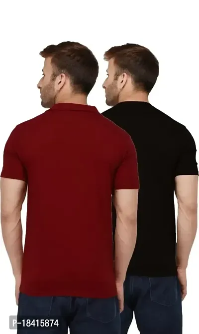 Classic Polyester Solid Tshirt for Men, Pack of 2-thumb3