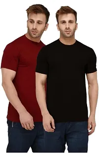 Classic Polyester Solid Tshirt for Men, Pack of 2-thumb1