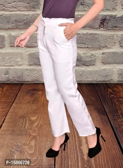 Palazzo jeans , joggers, Palazzo shape Jeans, White Color Palazzo, Ruff Look-thumb4