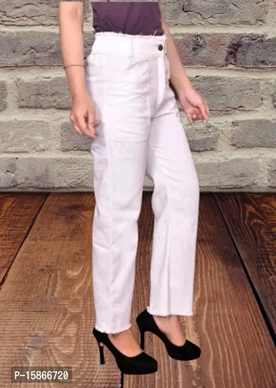 Palazzo jeans , joggers, Palazzo shape Jeans, White Color Palazzo, Ruff Look-thumb2