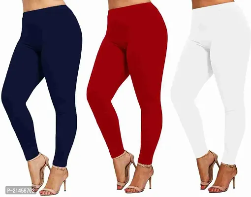 Fabulous Multicoloured Satin Solid Leggings For Women Pack Of 3