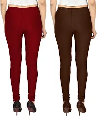 Fabulous Multicoloured Satin Solid Leggings For Women Pack Of 2-thumb1