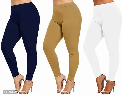 Fabulous Multicoloured Satin Solid Leggings For Women Pack Of 3-thumb0