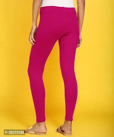 Fabulous Pink Cotton Solid Ankle Length Leggings For Women-thumb3